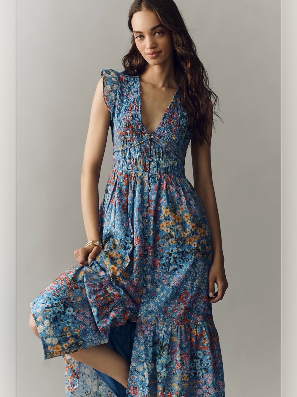 Anthropologie Peregrine V-Neck Midi Dress NWT